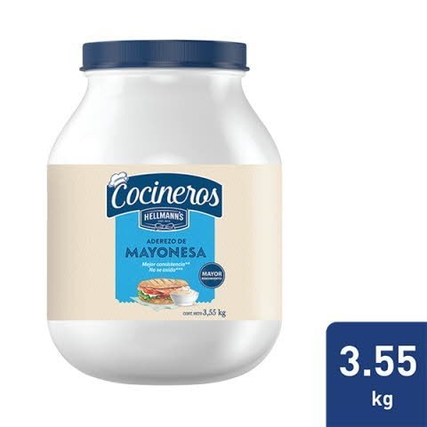 Hellmann´s® Cocineros Aderezo Mayonesa 3.55 kg - Cocineros Hellmann’s® es un aderezo de mayonesa elaborado bajo el respaldo, calidad y todo el sabor de Hellmann’s®