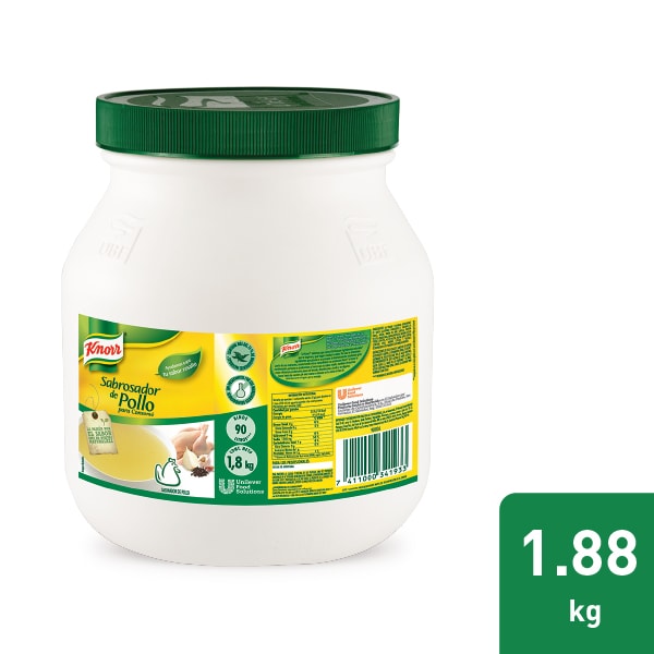 Knorr® Sabrosador de Pollo 1.88kg - Intensifica el sabor de tus platillos con Knorr® Sabrosador de Pollo. Especialmente diseñado para resaltar el sabor natural de las carnes blancas.