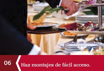 Antes de montar un buffet, considera el espacio donde se estarán moviendo los comensales. Antes de montar un buffet, considera el espacio donde se estarán moviendo los comensales.